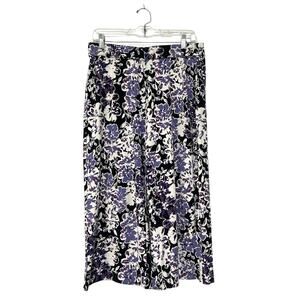 J. Jill Wearever Collection Wide Leg Cropped Purple White Floral Pants Size S